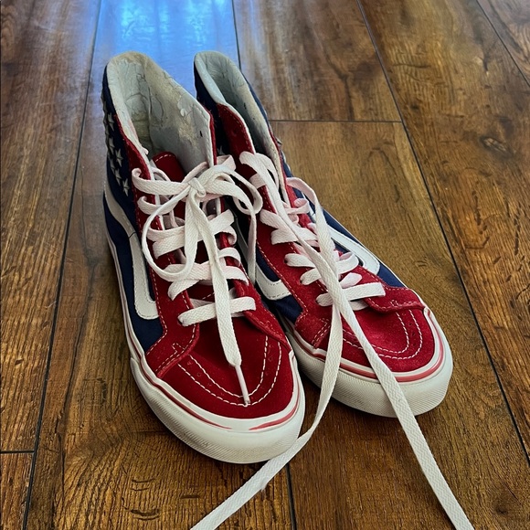 Vans Red and Blue High-Top Athletic Shoes - Picture 2 of 5